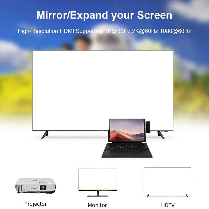 for Surface Pro 7 USB C(5Gbps) Docking Station,7-In-2 Surface Pro Hub Adapter with 4K HDMI,SD/Micro-SD Card Reader