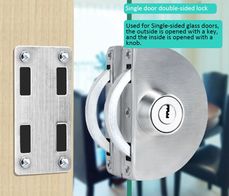 Double Open Glass Door Lock Stainless Steel Double Bolt Sliding Door Lock 10-12mm Office Glass Safety: Type 4