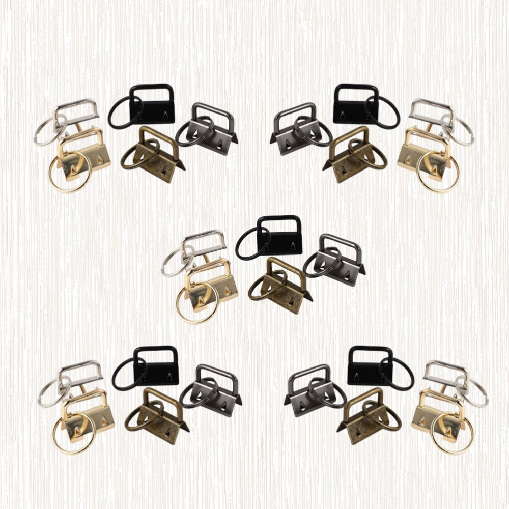 50Pcs Diy Stof Sleutelhanger Fob Polsbandje Met Key Ring Voor Lanyard Bagage Riem Accessoires (Gemengde Kleur)