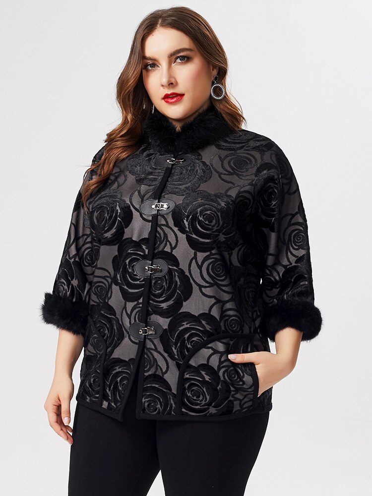 Efterår mor tøj kvinder langærmet frakke jakke dame vintage plus size broderede frakker til kvinder