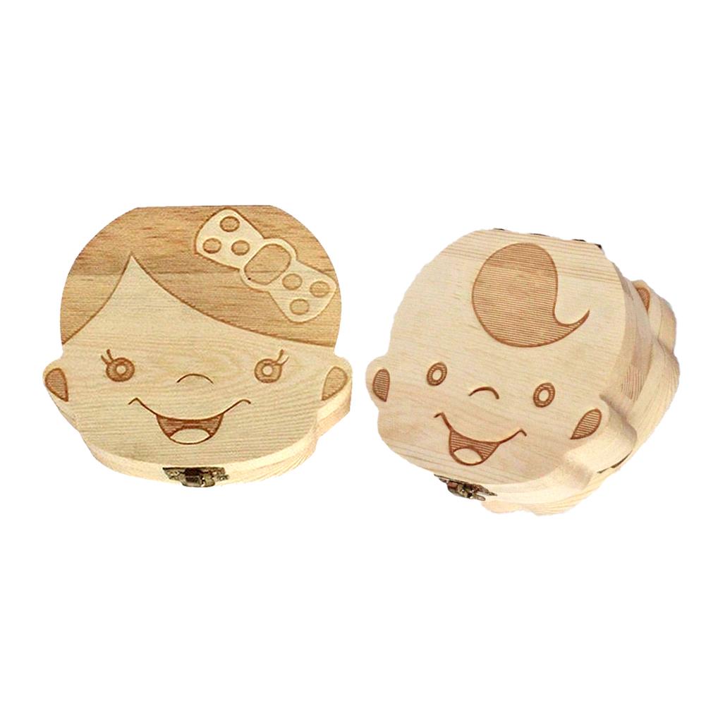 Wooden Baby Teeth Collection Box Teeth Storage Box Baby Teeth Keepsakes Save Wooden English/Spanish/French/Russian/Italia