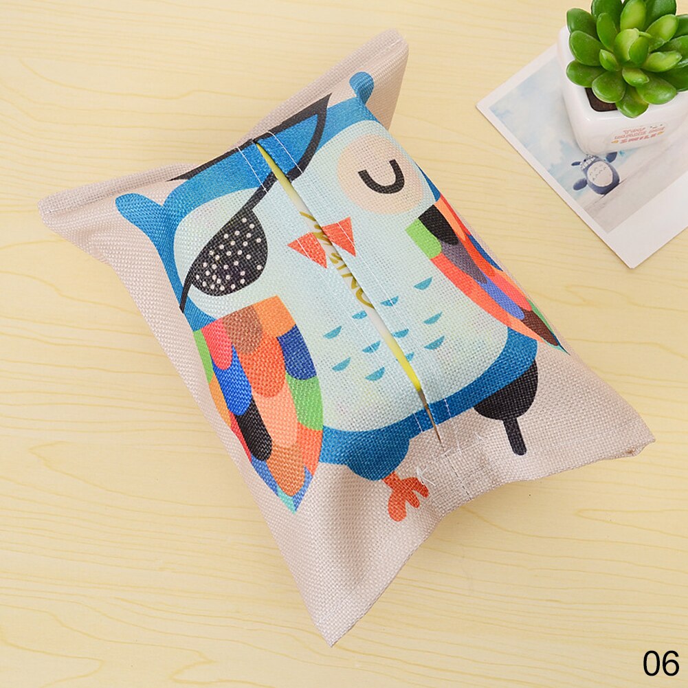 Tissue Bag Cotton And Linen Tissue Box Cover Handkerchief Napkin Holder Cover Cute Animal Printing Baby Wet Wipes Box Wipe Cases