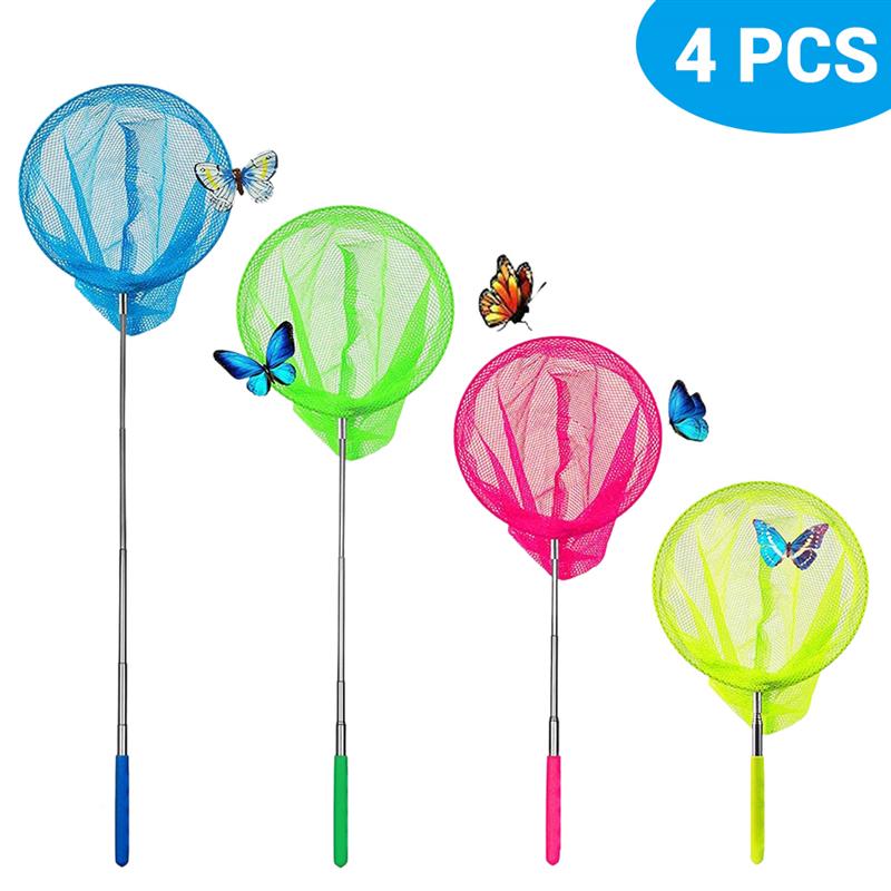 4pcs 2 in 1 Kids Fishing Net Telescopic Kids Butterfly Net Summer Insect Catching Nets for kids Catching Insects Bug Small Fish: Default Title