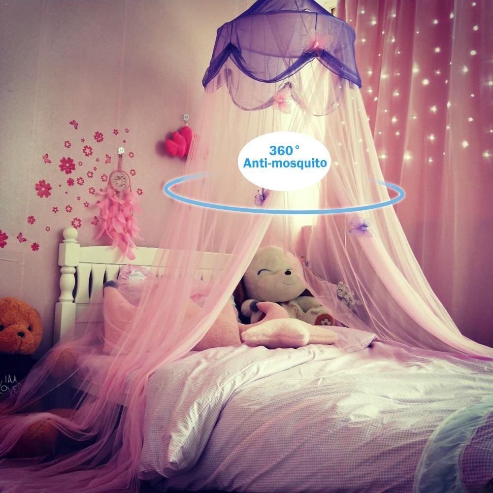Star Dromerige Kinderen Opknoping Kant Klamboe Luifel Gordijn Vlinder Prinses Wind Koepel Klamboe Opknoping Top Tent Scherm: Pink