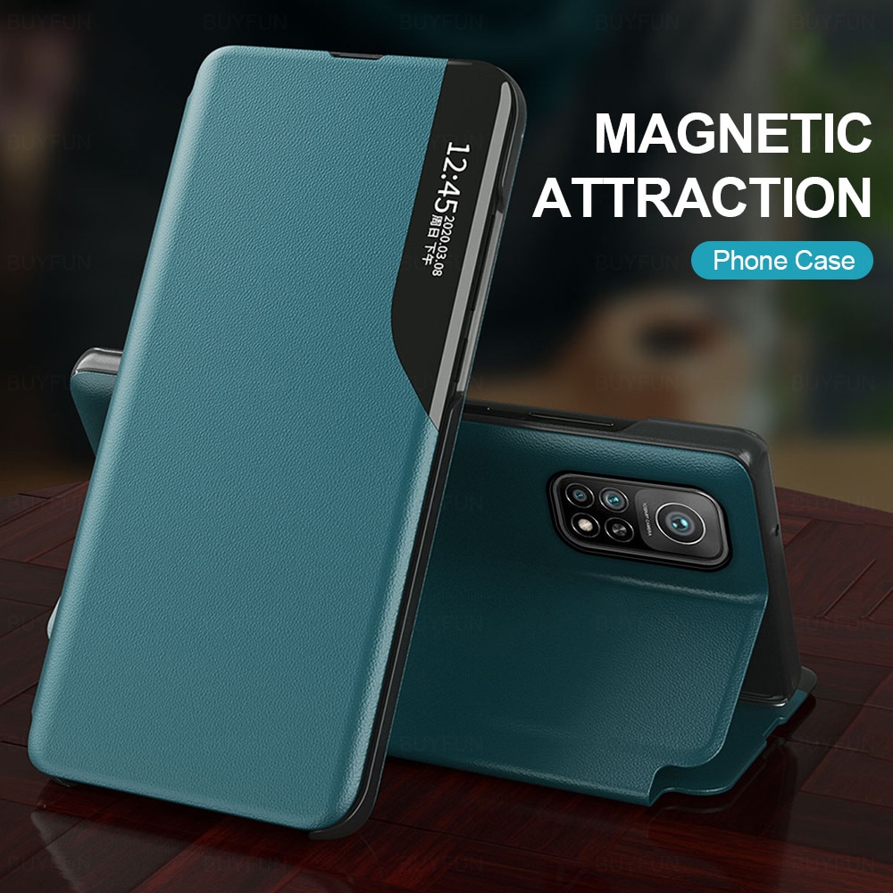 Voor xiaomi  mi 10t pro hoesje smart view magnetische flip leren hoesje xiomi  mi 10 t t10 5g mi10t 10 tpro stand boek telefoonhoesje coque