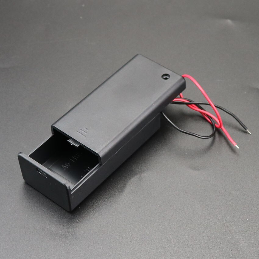 9v 6 f 22 batterikasse 9v volt  pp3 kasse til batteriholder med jævnstrømsstik med ledning til / fra-kontaktdæksel diy batterirum: Med ledning