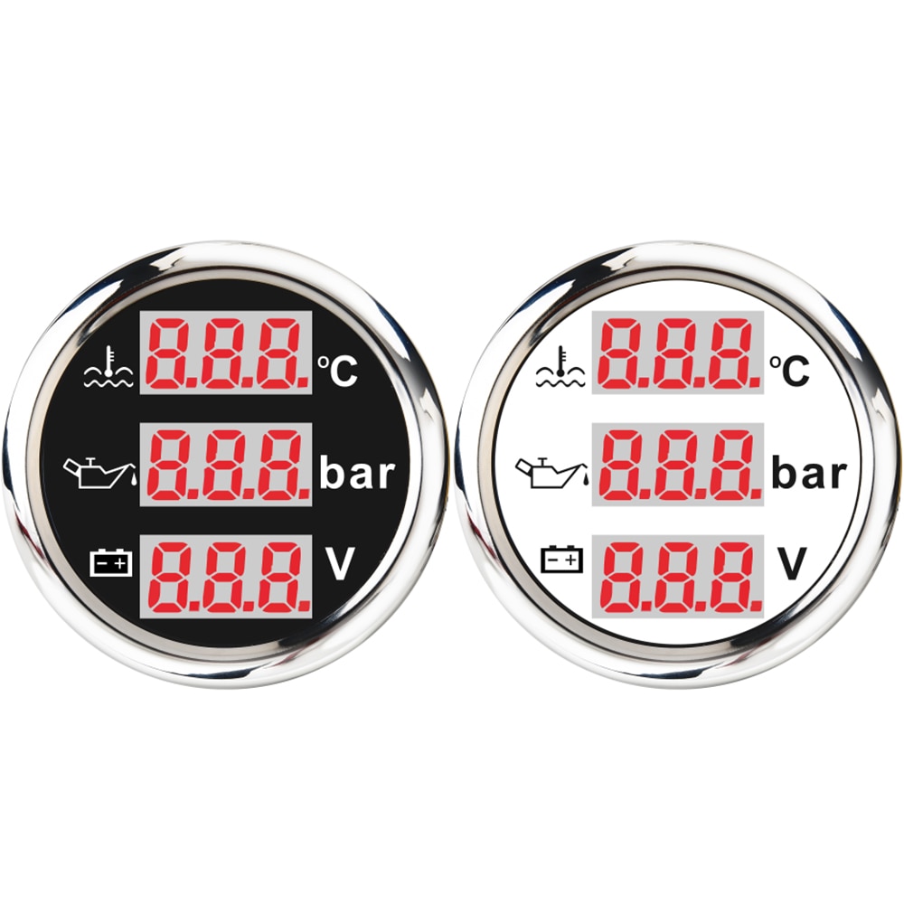 3 In 1 Multi-Function Digital Gauge Water Temp Oil Pressure Gauge With Alarm Voltmeter IP67 Voltage Water Temperature Gauge