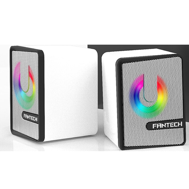 FANTECH USB 3.5mm LED Computer Speaker Stereo Surround Music Speaker For Computer PC Laptop TV loudspeakers: white