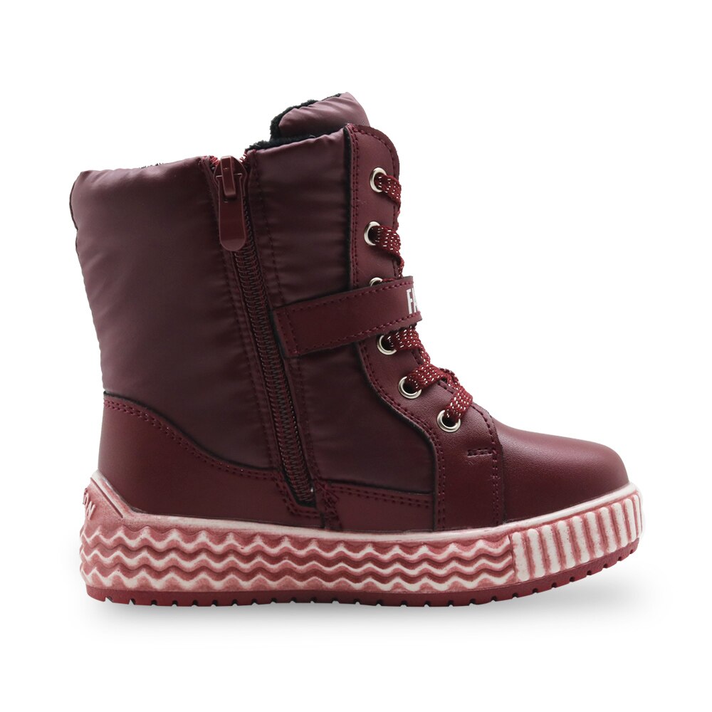Apakowa Doek Waterdichte Winter Laarzen Meisjes Pluche Wollen Warme Zachte Snowboots Kinderen Schoeisel Met Rits Hart Print Schoenen