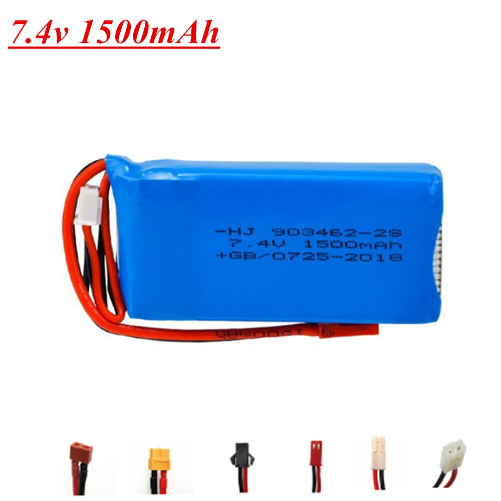 7,4 V 1500mah Lipo batería para WLtoys V913 L959 L969 L979 L202 L212 A959 12428 HJ816 HJ817 RC piezas del coche 903462 batería + cargador: Oro