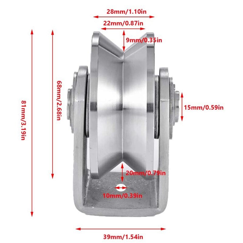 2Pcs 2 Inch Roller Wheel Bearings V /U Groove Pulley Wheels Detachable Heavy Duty Grooved Wheel for Material Handling
