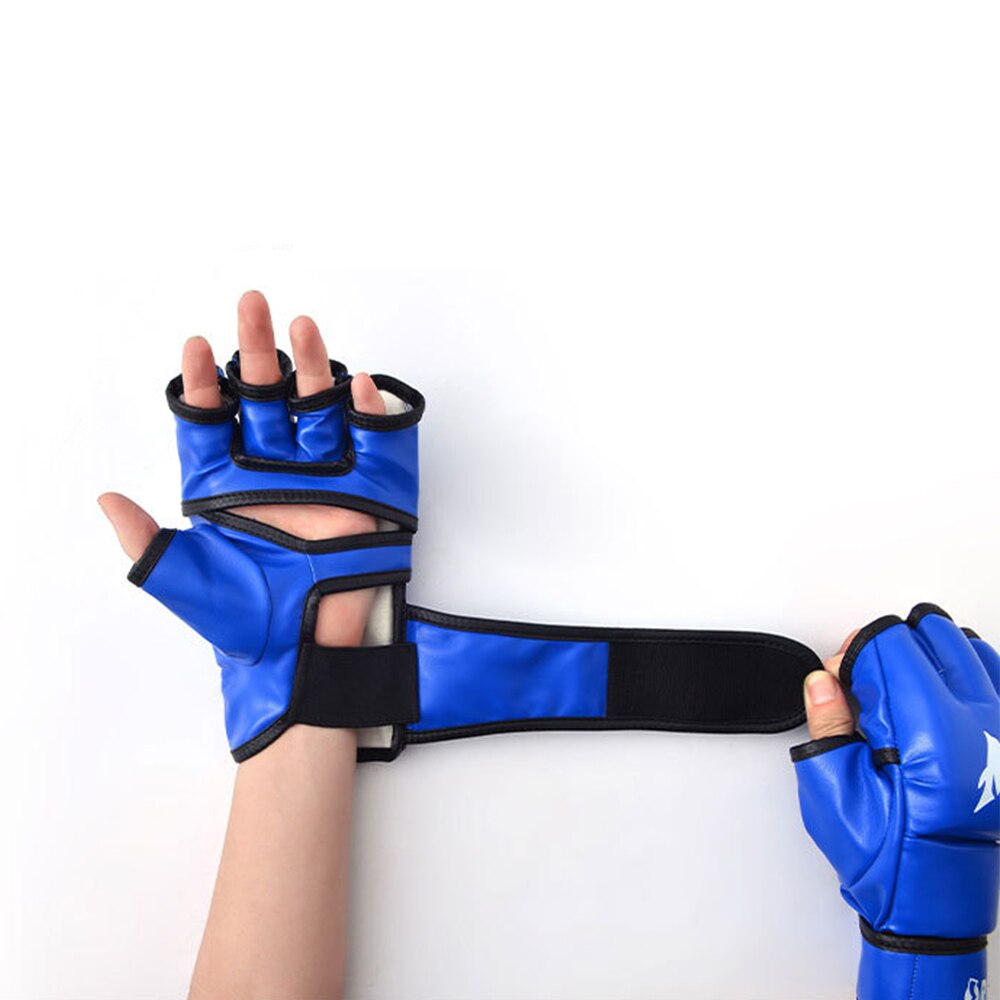1 Pair Thick Boxing Gloves MMA Gloves Half finger Sanda Taekwondo Fight MMA Sandbag Gloves TKD Training Equipment