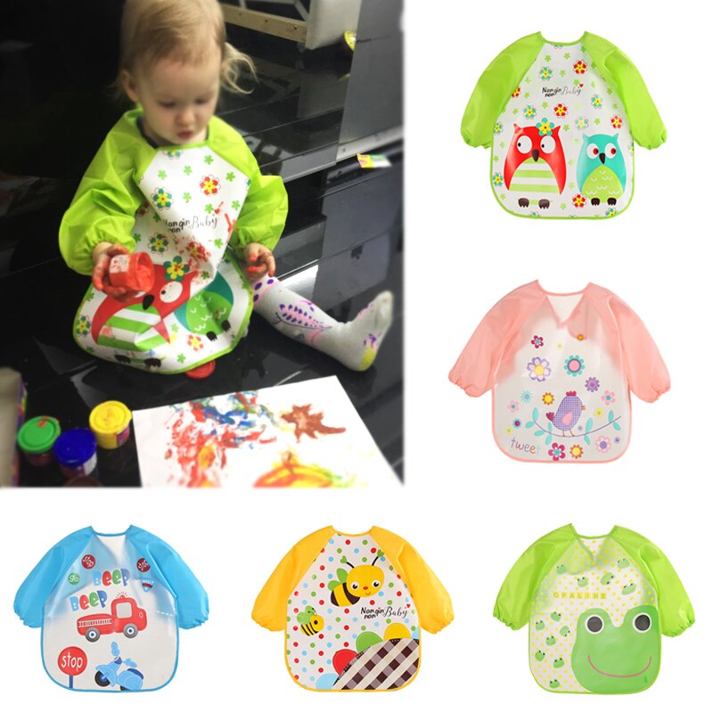 Baberos adorables para bebé delantal impermeable de manga larga, bata babero de alimentación para niños, ropa de eructar suave, ropa para niños pequeños, Bandana, baberos