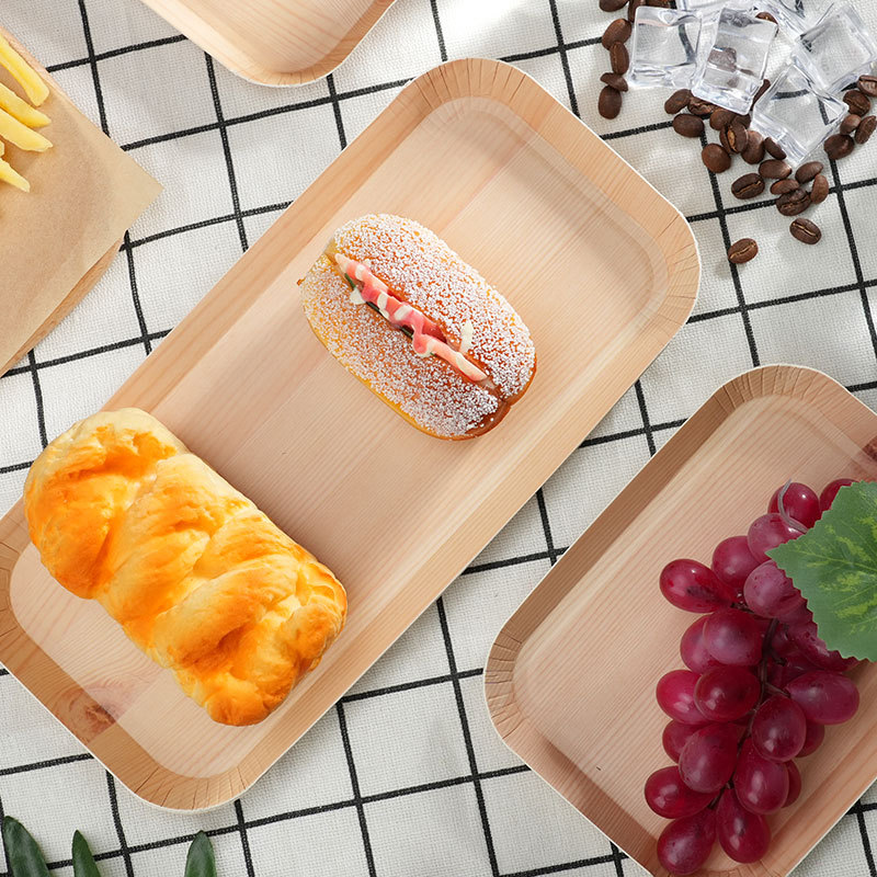 Platos desechables para postres, platos para verduras, papel de grano de madera, plato para pastel, platos desechables, bandeja de papel para , vajilla