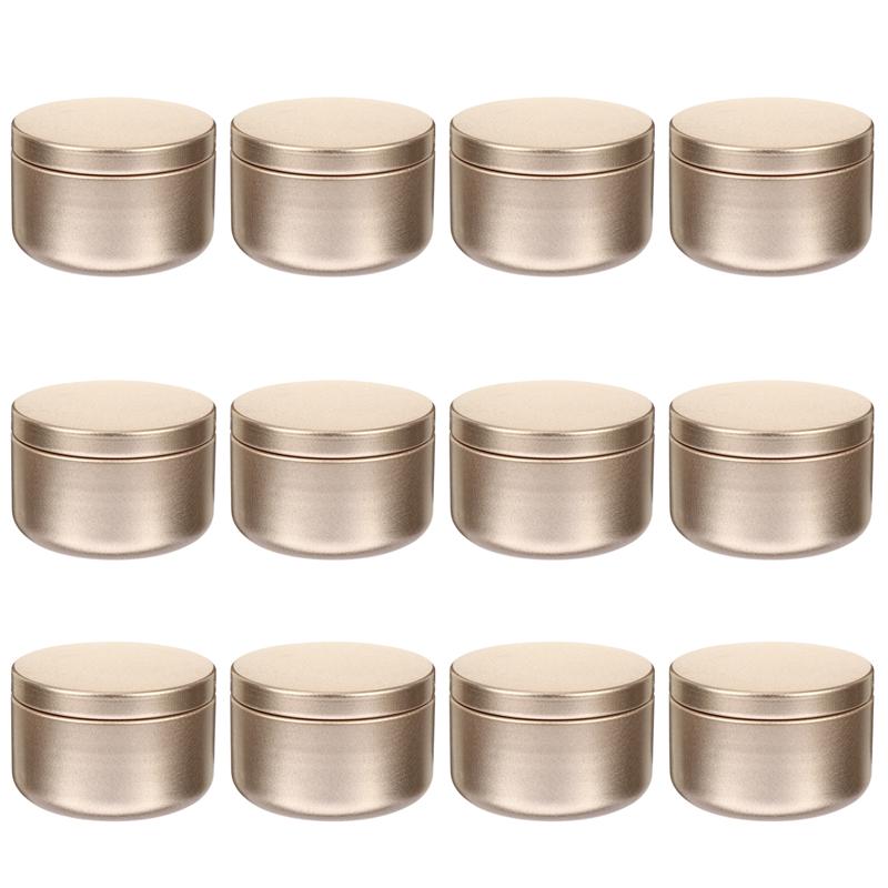 Caja de lata de Metal redonda para Vela, bote de aluminio, latas de viaje, lata de Metal redonda, 12 Uds.: Golden