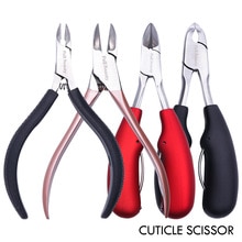 Nail Cuticle Clipper Manicure Scissors Stainless Steel Trimmer Pliers With Spring Black Red Dead Skin Cutter Nail Tools SAQ1-8