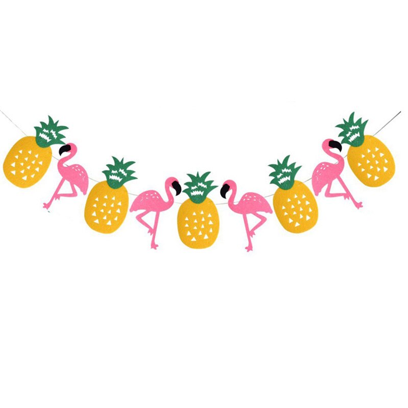 Novedad de verano en banderines de flamenco, 1 unidad, de piña Tropical hawaiana, accesorio para foto de guirnaldas para decoraciones de cumpleaños: A