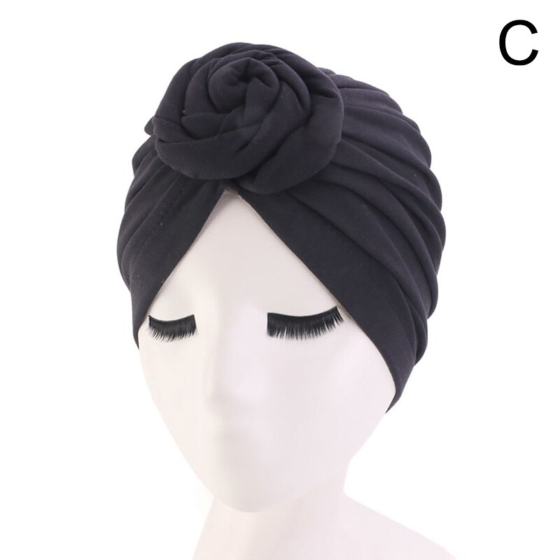 mujer europeo y americano Popular Donut turbante Color puro bola sombrero gorro de quimioterapia para Spa baño sombreros: 03