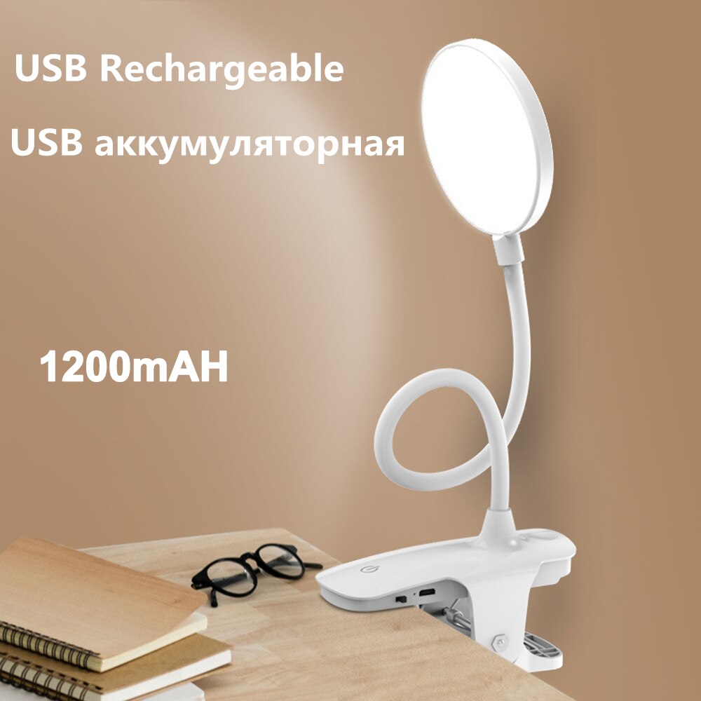 Clip Wireless Table Lamp Study 3 Modes Touch 2500mAh Rechargeable LED Reading Desk Lamp 7000K USB Table Light Flexo Lamps Table