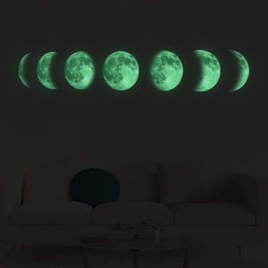 Lunar Eclipse Fluorescent Wall Sticker Glow In The Dark Sticker Removable Wall Paper Decor For Home Room Nursery Bedroom