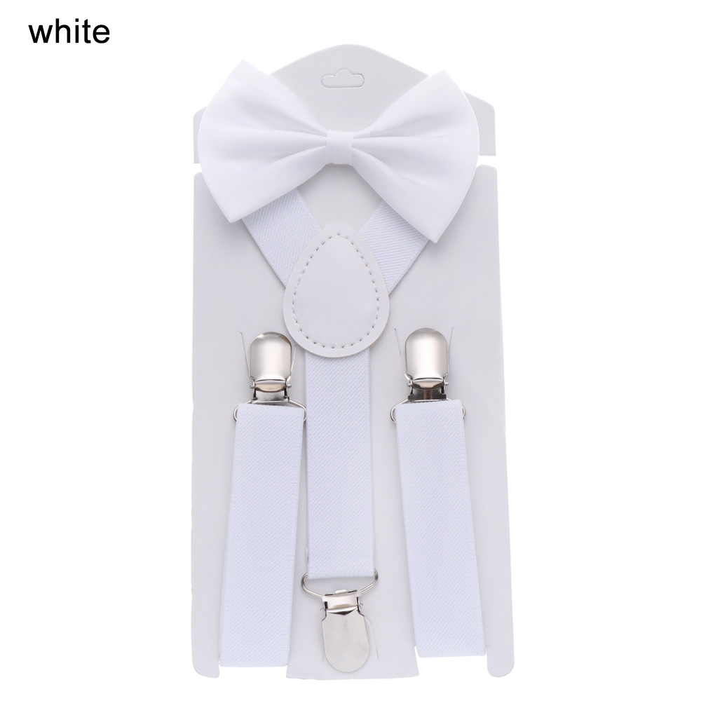 Kids Elastic Suspenders Bow Tie set Matching Tuxedo Suit Unisex Boy Girl Bowtie Wedding Costume Adjustable Y-Back Brace Belt: Navy Blue
