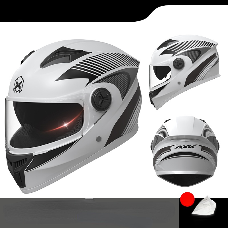 Dubbelvizier Motorhelm Racehelmen Veiligheid Unisex Motorfiets Sporthelm Full Face Winter Warm Met: Champagne