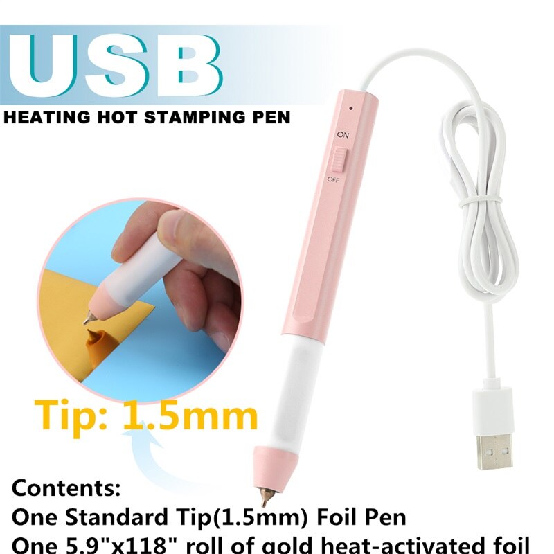 Roze Verwarming Stempelen Folie Pen Hittebestendig 1.5Mm/0.8Mm/2.5Mm Scrapbooking Voor Papier Leer plastic Gebruikt Diy Gereedschap: Standard nib 1.5mm