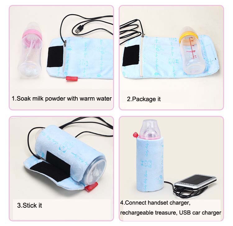 Usb Melk Water Warmer Koeltas Baby Verpleging Fles Zak Warmte Versheid Bewaard Zuigfles Draagtas Voor Reizen Wandelwagen