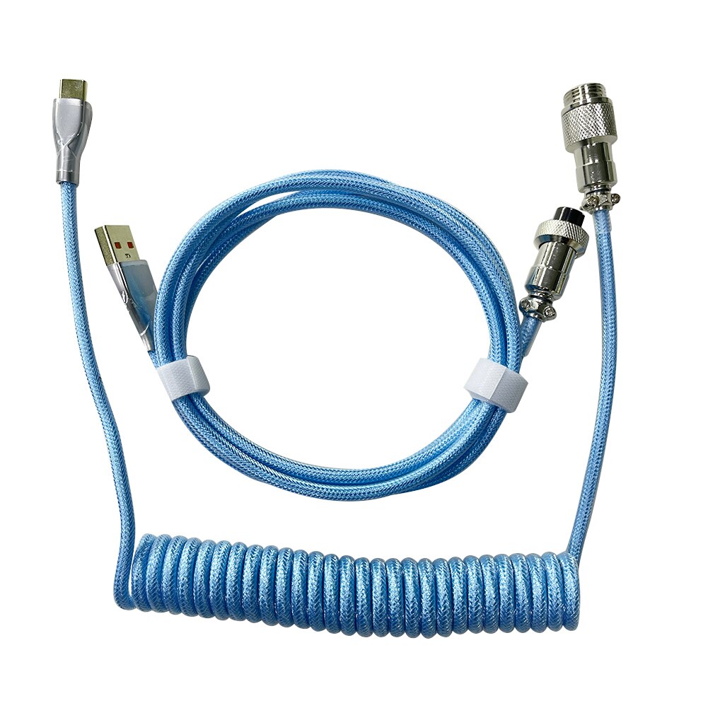 Coiling Mechanical Keyboard Coiled Aviator Wire Type-C USB Keyboard Type C USB Cable Mechanical Keyboard Aviation Connector: Sky Blue
