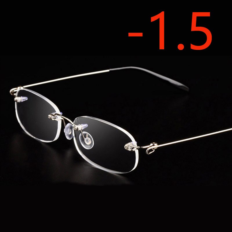 Kantfri metalramme nærsynede briller ultralette kortsigtede nærsynethed briller kvinder mænd  -1.0 -1.5 -2 -2.5 -3 -3.5 -4.0: Moypia 150