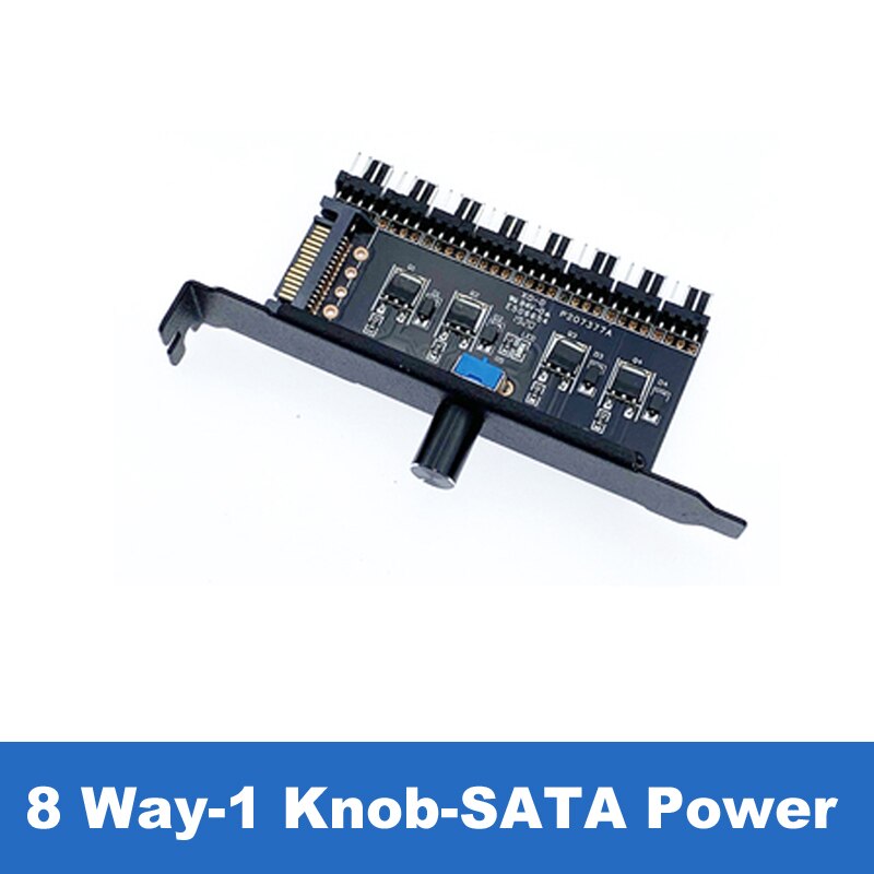 PCI Fan Speed Controller,12V Molex 4pin or SATA Powered 6 8 Fan Hub,PWM 4 pin CPU Radiator 3pin Case Cooler Temperature Control: 8CH 1 Control-SATA