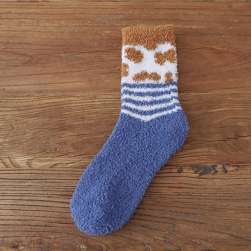 Inland Style Fatcow Women's Socks Colorful Plaid Thick And Warm Wool Socks Floor Woman's Girl's Socks Winter Socks EU 35-43: C7