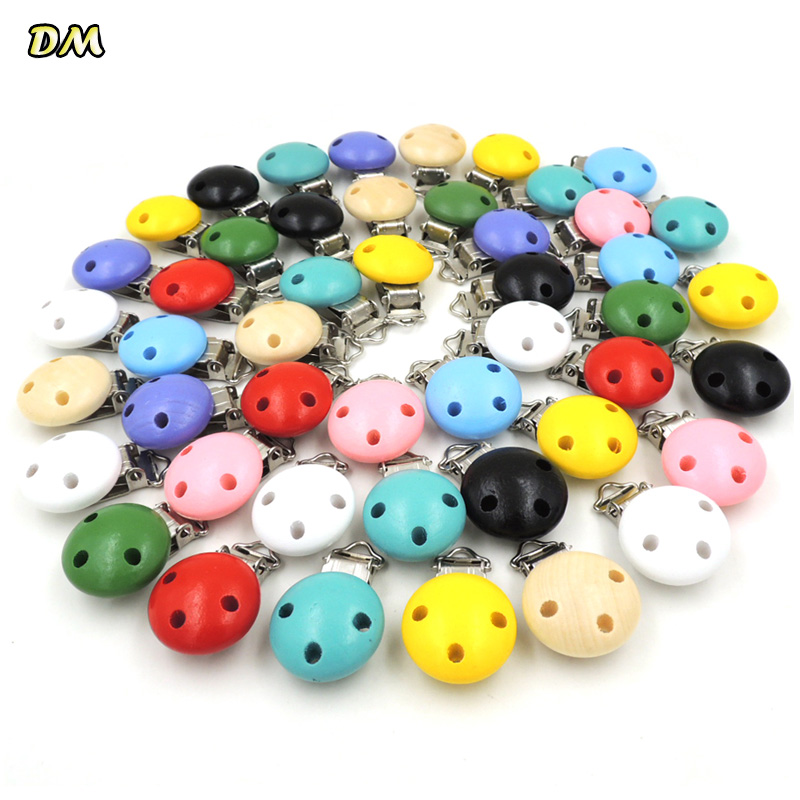 10pcs/lot Wooden Baby Children Pacifier Holder Clip Infant Cute Round Nipple Clasps For Baby Product