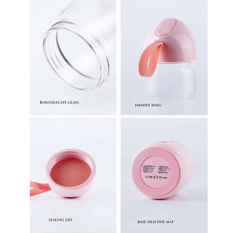 HIMOSKWA 550ML Mini Portable Fruit Juicer Extractor For Student Automatic Food Processor Puree Soy Milk Jam Smoothie Crusher 5V