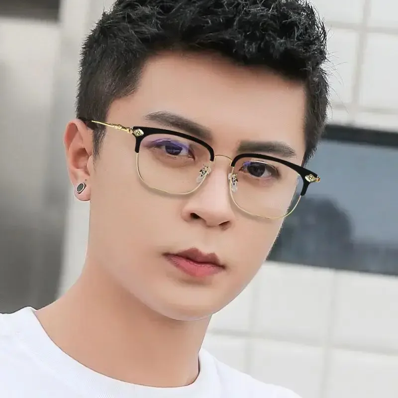 Gafas clásicas semi sin montura con bloqueo de luz azul para hombre, lentes de negocios con filtro de rayos cuadrados, monturas para ordenador, gafas para mujer