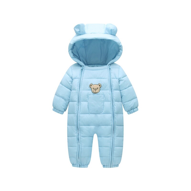 freundlicher Unten Jacke Baby Strampler Herbst Winter Jungen Overall Mädchen Kleidung Niedliche Bären Ohren Kleinkind zur Seite fahren freundlicher Insgesamt: hell Blau / 12m