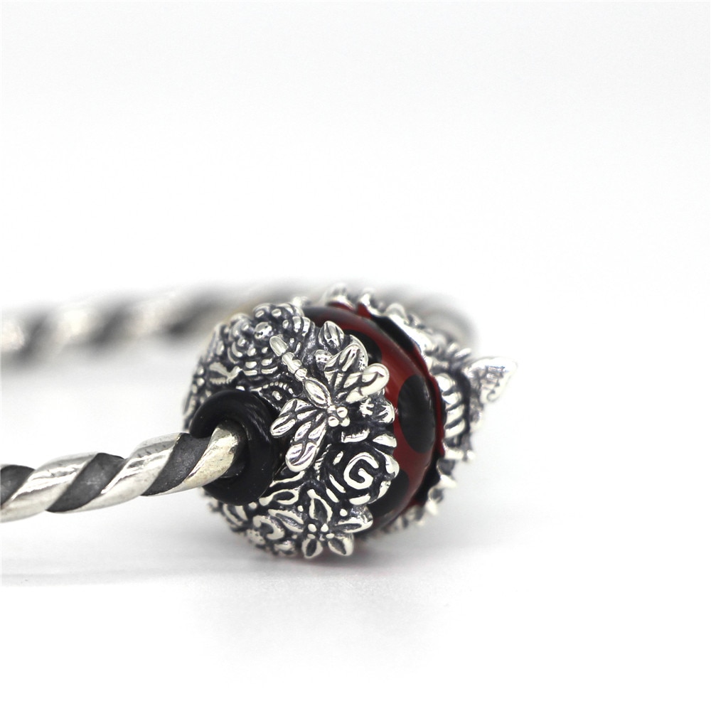 Visco 925 prata esterlina sorte trevo joaninha borboleta libélula flor charme grânulo jóias