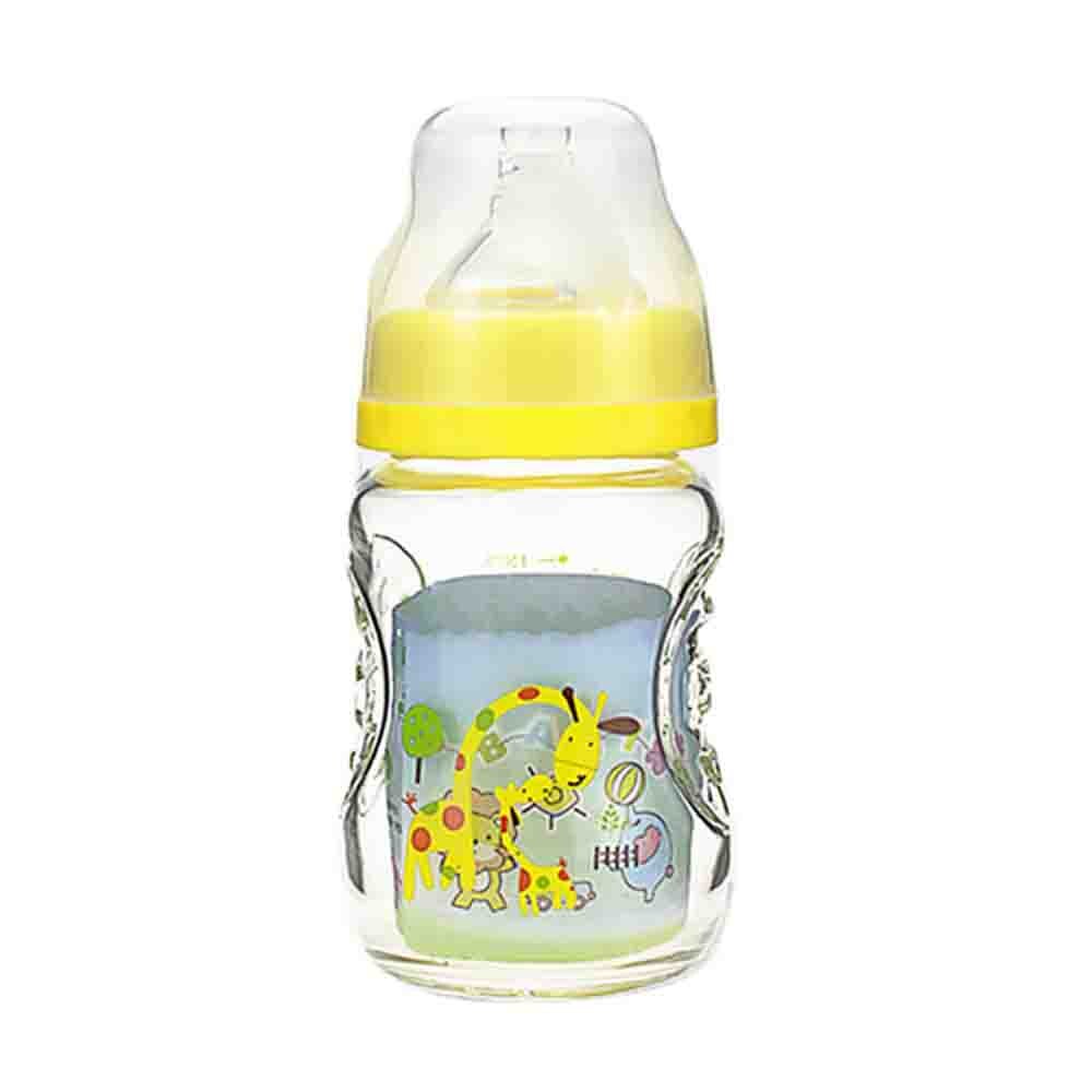 150ml bred flaske glasflaske baby tilbehør glas baby fodring flasker flaske greb: Gul