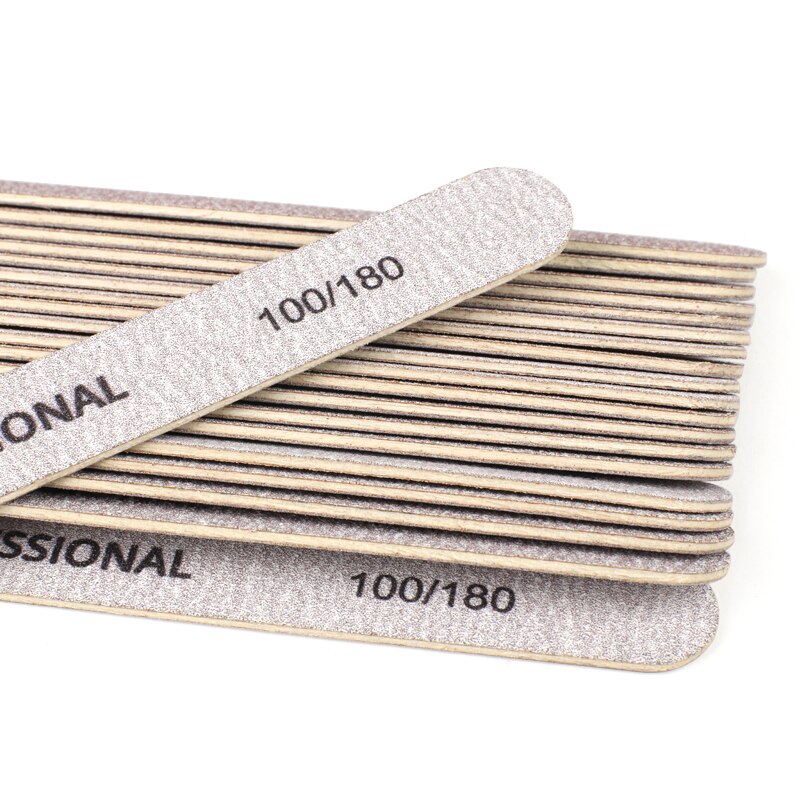 Lima de uñas de madera, palo grueso fuerte, 100 pulidor de madera, tablero de esmeril de arena 100/180, suministro de uñas acrílicas para manicura, 50 Uds./180/240 Uds.