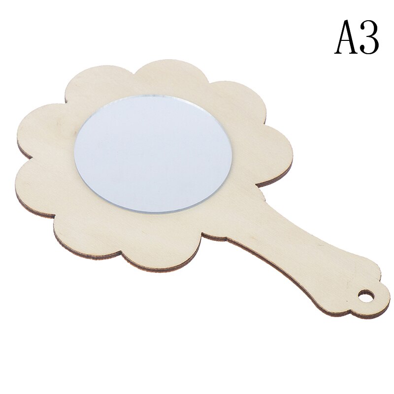 3 Styles 1pc bricolage blanc bois moule miroir peinture à la main artisanat enfants jouets bibelot matériel: A3