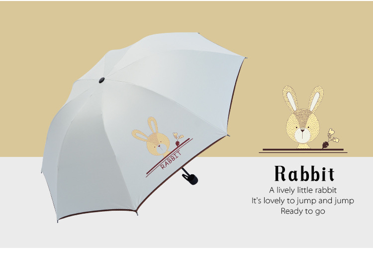 Kreative Korea Karikatur Studenten Art Sonnenschirm Sonnencreme 3 Falten Sonnenschutz Regenschirm Mädchen Sonnigen und Regnerischen Regenschirm: Hase