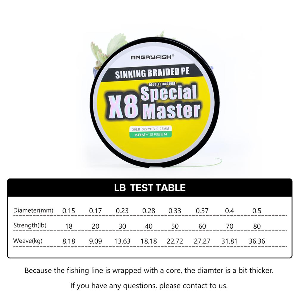X8 300M Master Series 8 + 1 Fast Sinking Gevlochten Lijn Dubbele Structre Slip Gevlochten Pe 20-80LB