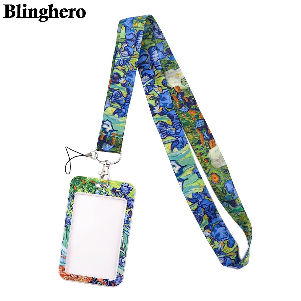 CB101 Mode Bloemen Lanyard Credit Card Id Houder Tas Student Vrouwen Bank Bus Visitekaartje Cover Badge