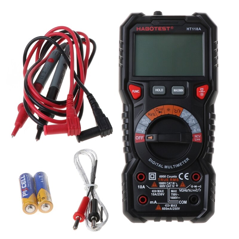HT118 6000 Counts 1000V AC DC Digital Multimeter NCV Live C/F Duty Multimetro Voltage Meter