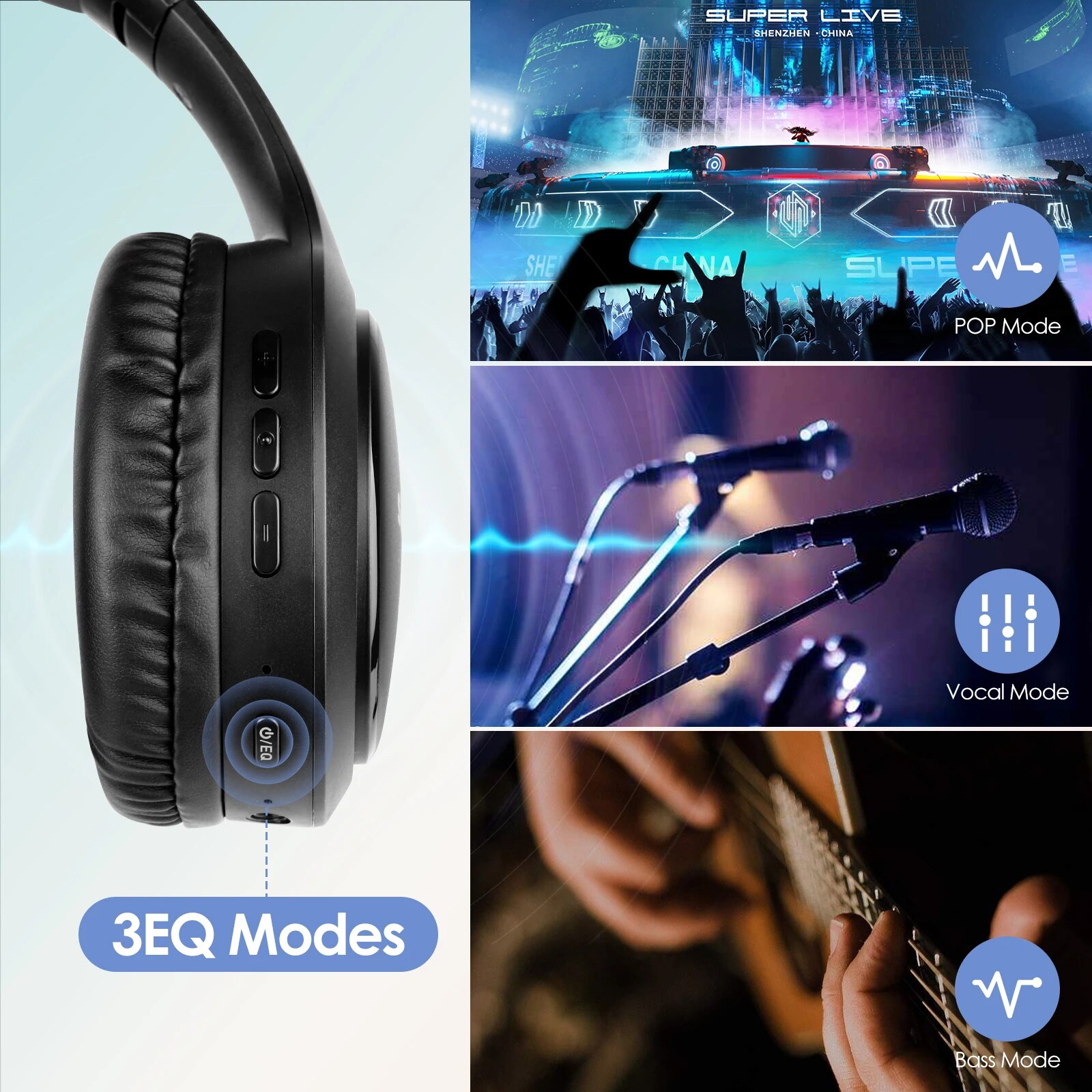 Siindoo JH919 auriculares inalámbricos Bluetooth auriculares estéreo plegables micrófono de reducción de ruido Supergraves para ordenador portátil PC TV