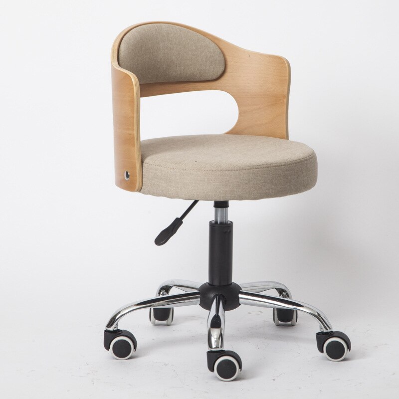 Stijl Massief Hout Lifting Barkruk Moderne Eenvoudige Rugleuning Thuis Beauty Salon Ronde Kruk Receptie Hoge Kruk Swivel stoel: Bmdm khaki