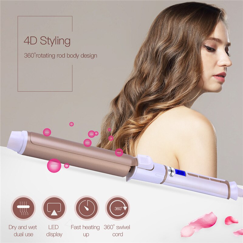 Pinzas para rizar el cabello, 32MM, cono rizador eléctrico de pelo LED, Control Digital de temperatura, utensilios de peluquería de cerámica