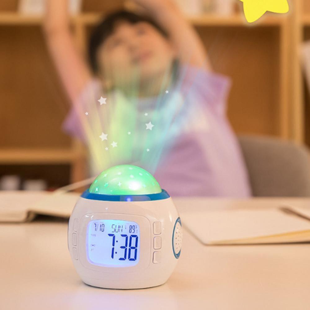 Muziek sterrenhemel kleurrijke projectie wekker kamer nachtlampje decoratie projectorlamp kleurverandering multifunctioneel gloeiend