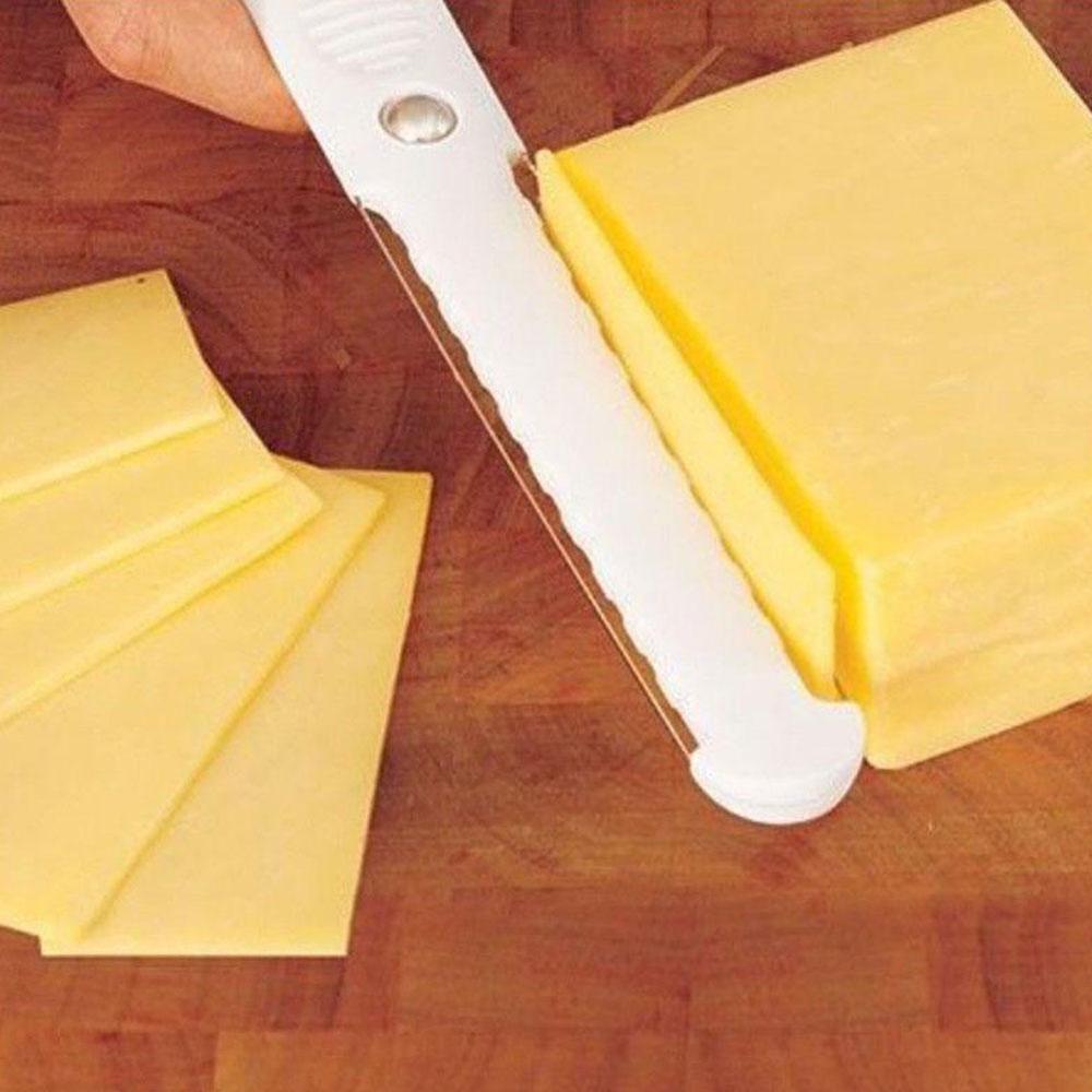 Multifunktionel ost smør pålæg skræller skære værktøj håndtag hård plast ost kniv tråd madlavning bagning blødt værktøj thi  x5 l 1