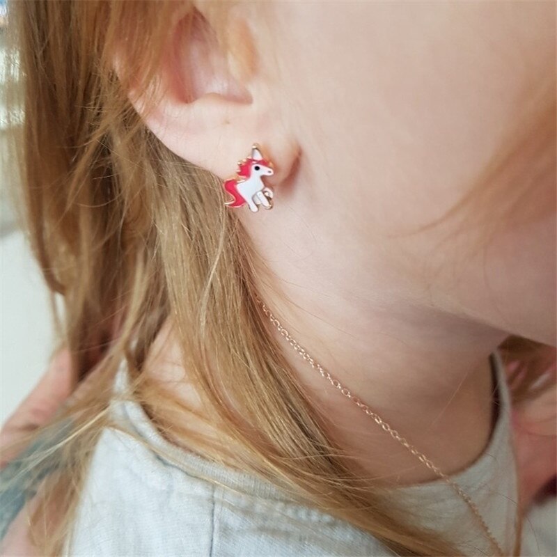 3 teile/satz Anhänger Halsketten Ring einstellen Rosa Pferd Einhorn Schmuck Zubehör Halsketten für Frauen Mädchen Bausätze Hochzeit Party